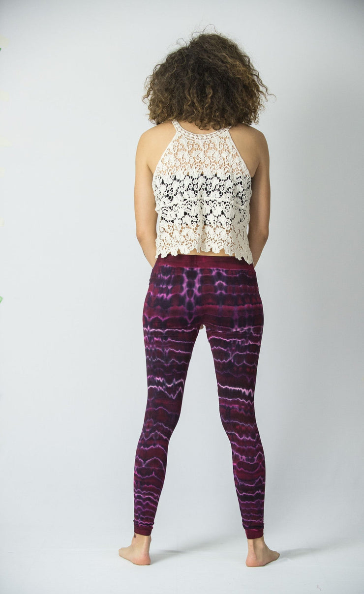 Melting Stripes Tie Dye Cotton Leggings in Magenta