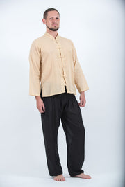 Mens Yoga Shirts Chinese Collared in Cream