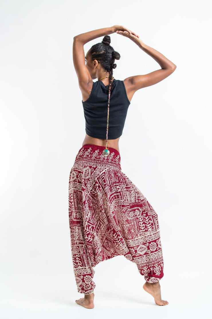 Tribal Prints 2-in-1 Jumpsuit Harem Pants in Red