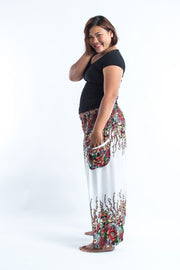 Plus Size Floral Women's Harem Pants in White