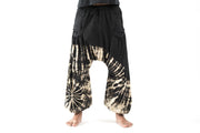 Tie Dye Cotton Men Harem Pants in Black