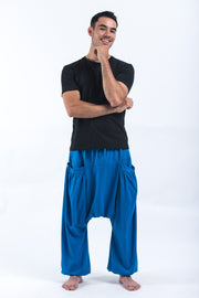 Cotton Men Harem Pants in Solid Blue