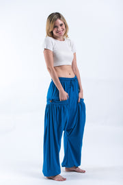 Cotton Women Harem Pants in Solid Blue