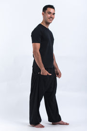 Cotton Men Harem Pants in Solid Black