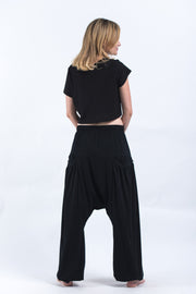 Cotton Women Harem Pants in Solid Black