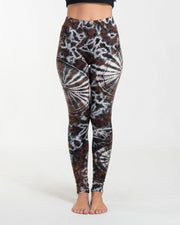 Swirls Tie Dye Cotton Leggings in Brown