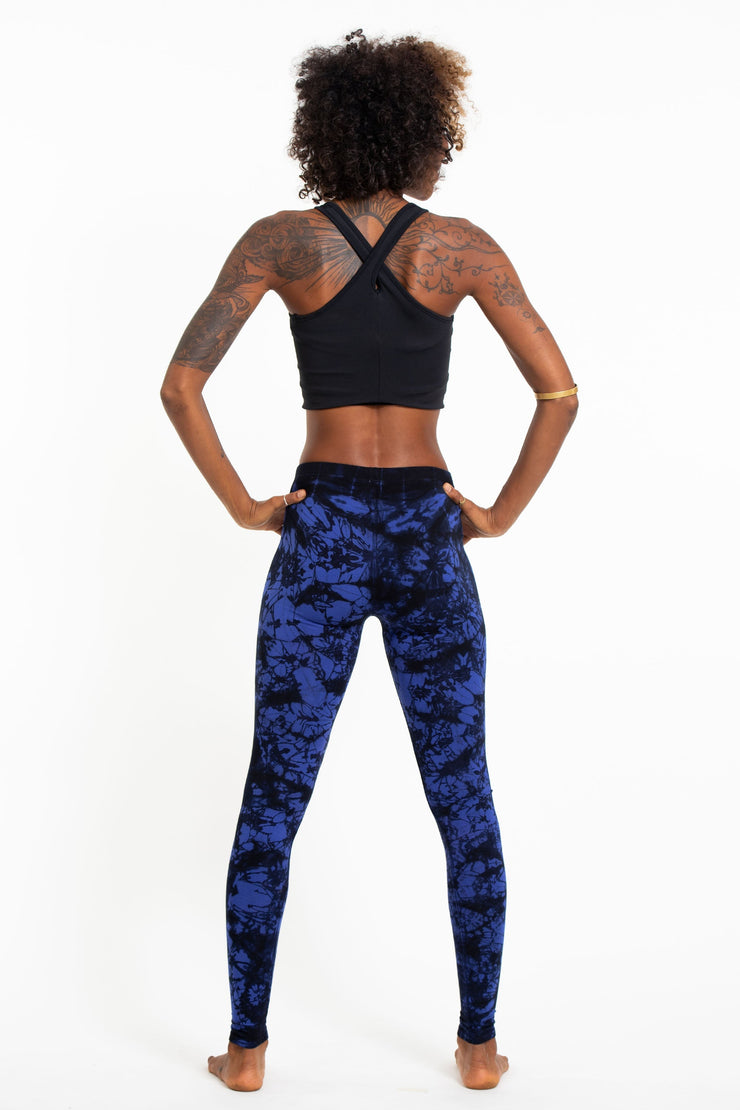 Shatter Tie Dye Cotton Leggings in Indigo