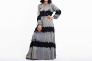 Tie Dye Long Sleeve Maxi Dress in Gray