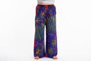 Tie Dye Wide Leg Palazzo Harem Pants Cotton in Royal Blue