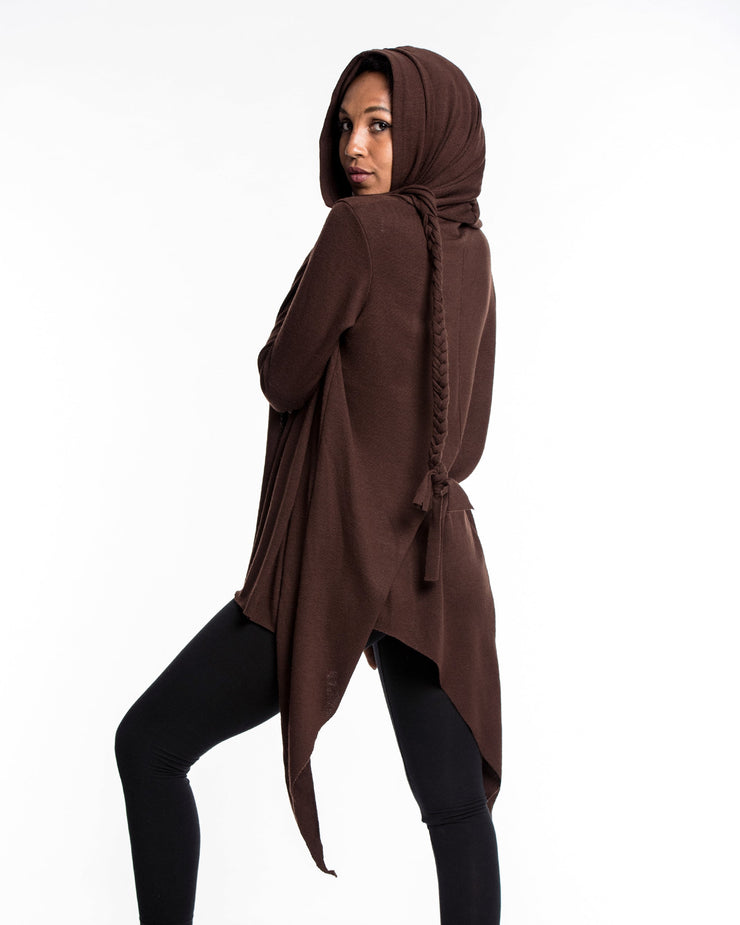 Hooded Cardigan in Brown