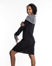 Pullover Hoodie Dress in Black Gray