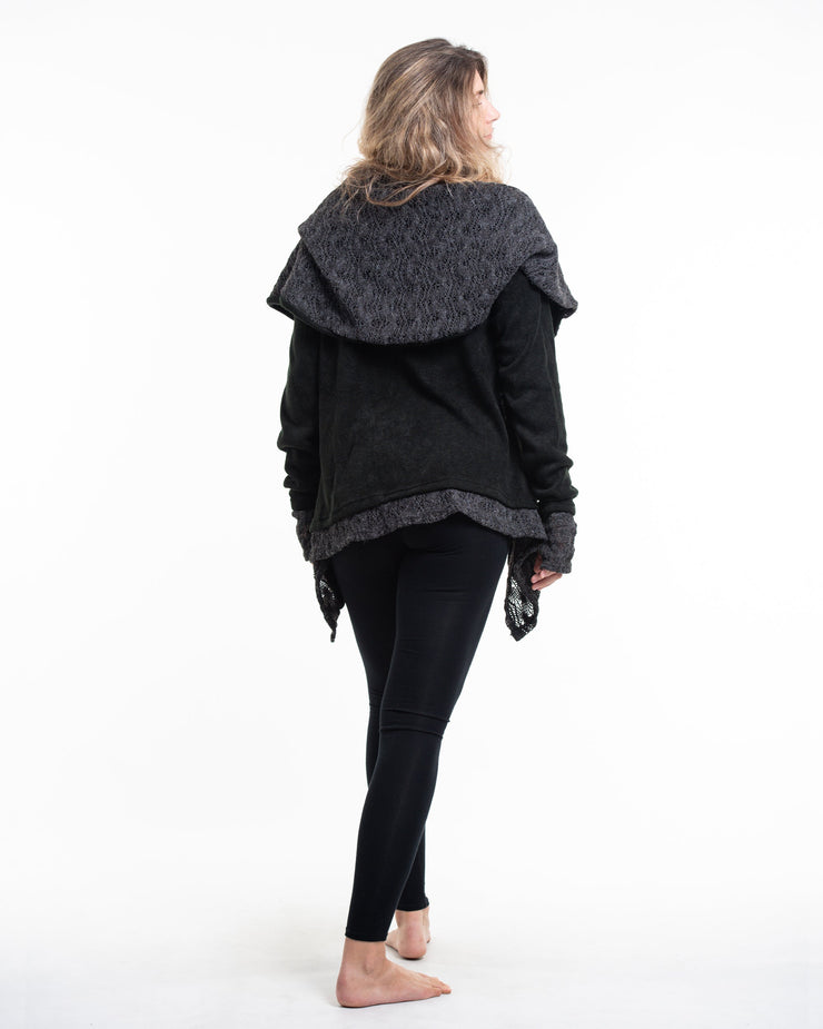 Hooded Shawl Cardigan in Black