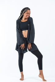 Women's Crinkled Hill Tribe Cotton Cardigan in Black