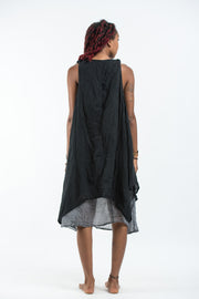 Crinkled Hill Tribe Cotton Tank Dress in Black