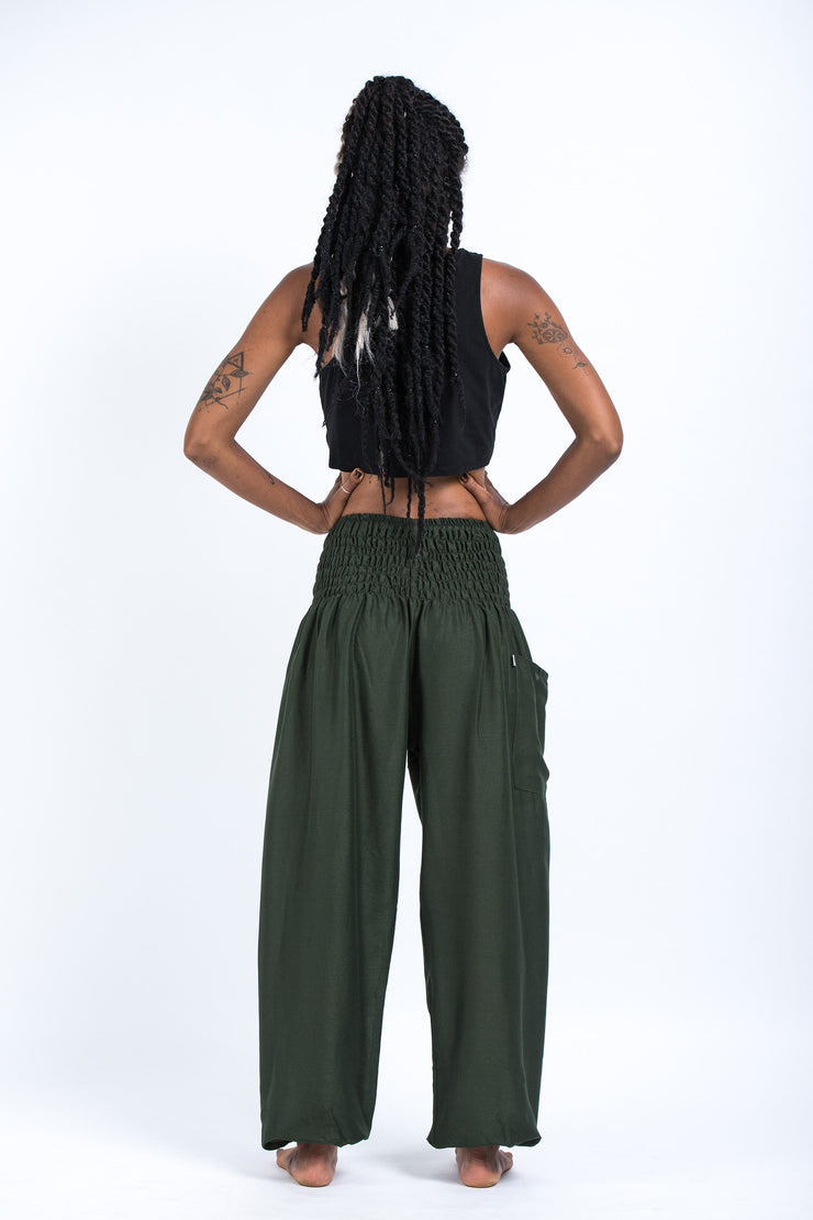 Solid Color Women's Harem Pants in Dark Green