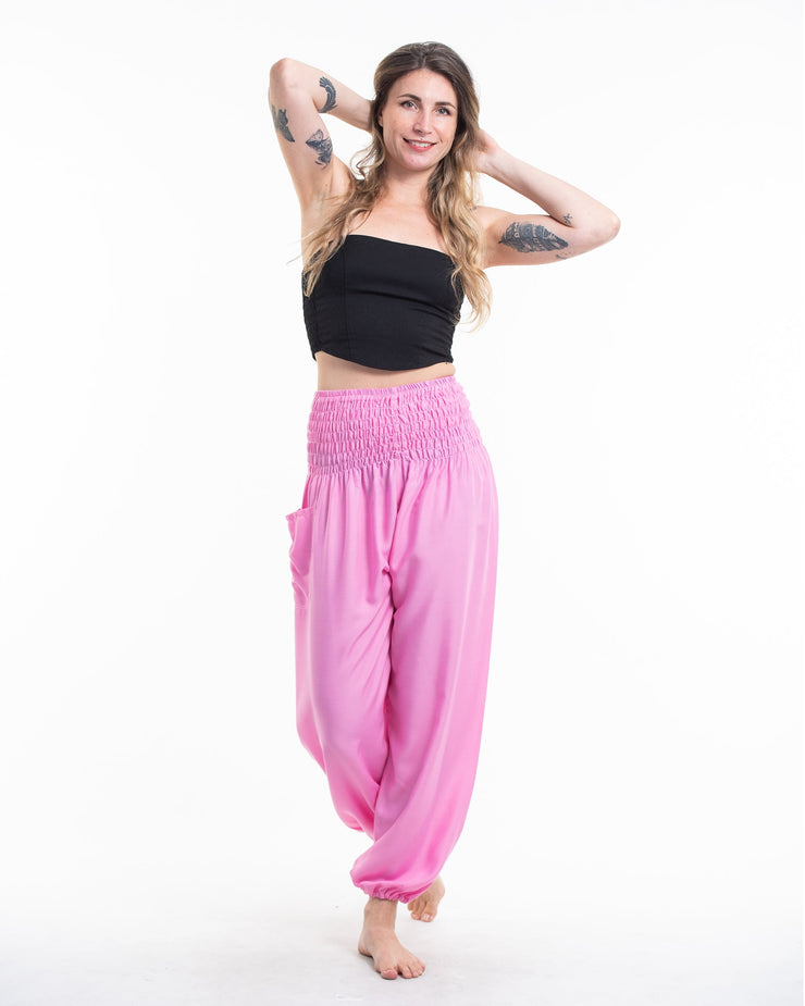 Solid Color Women's Harem Pants in Light Pink