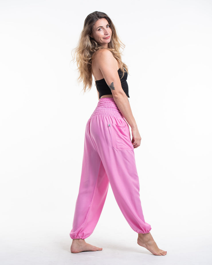 Solid Color Women's Harem Pants in Light Pink