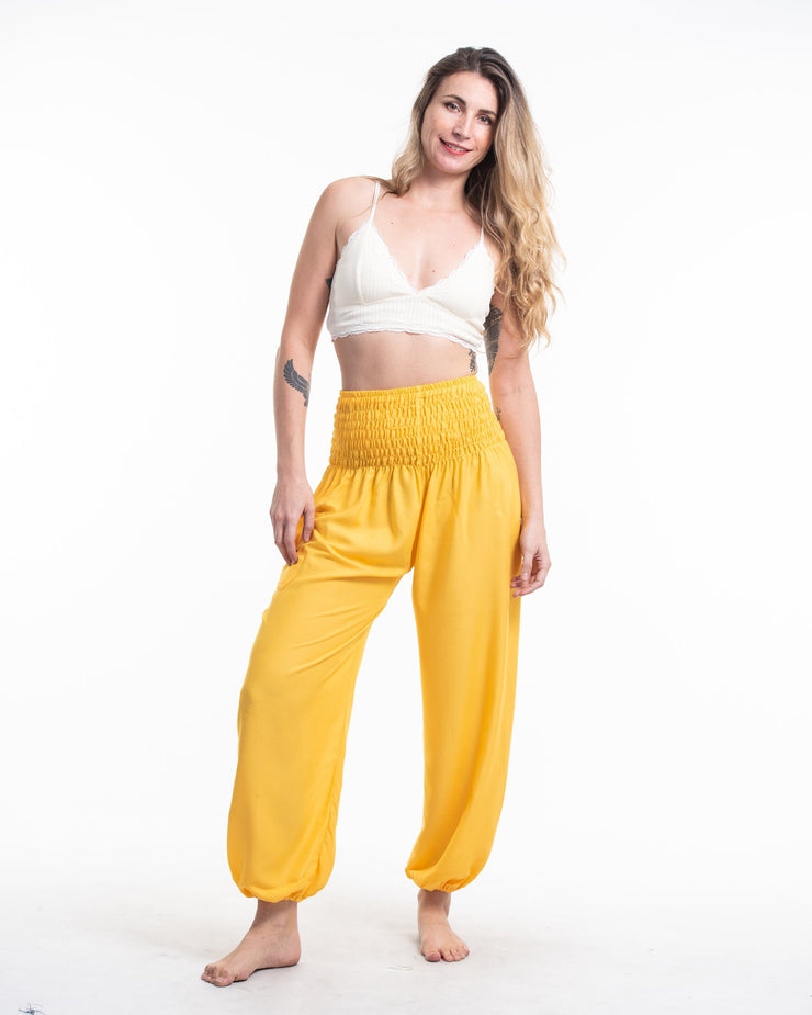 Solid Color Women's Harem Pants in Light Yellow