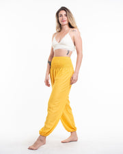 Solid Color Women's Harem Pants in Light Yellow