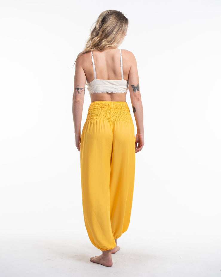 Solid Color Women's Harem Pants in Light Yellow