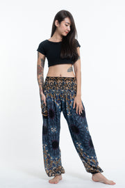 Paisley Mandalas Women's Harem Pants in Blue Gray