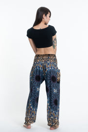 Paisley Mandalas Women's Harem Pants in Blue Gray