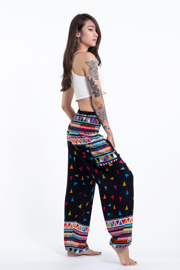 Triangles Women's Harem Pants in Black