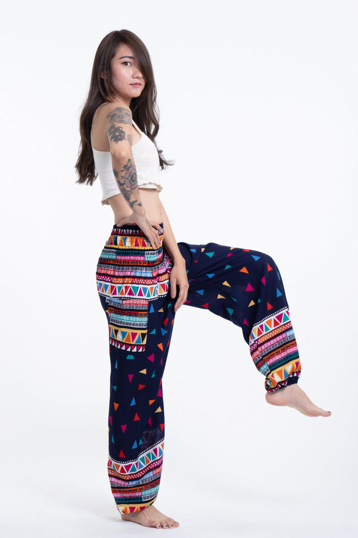 Triangles Women's Harem Pants in Navy