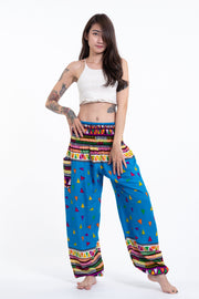 Triangles Women's Harem Pants in Ocean Blue