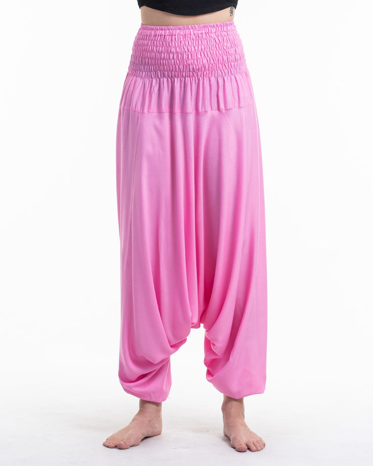 Solid Color 2-in-1 Jumpsuit Harem Pants in Light Pink