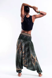 Diamond Peacock 2-in-1 Jumpsuit Harem Pants in Green