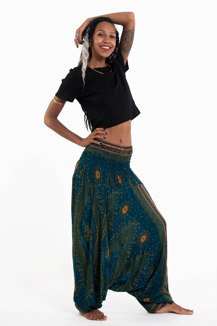 Peacock Eye 2-in-1 Jumpsuit Harem Pants in Teal