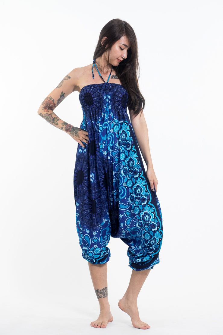 Paisley Mandalas 2-in-1 Jumpsuit Harem Pants in Blue