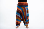 Plus Size Boho Striped 2-in-1 Jumpsuit Harem Pants in Rust