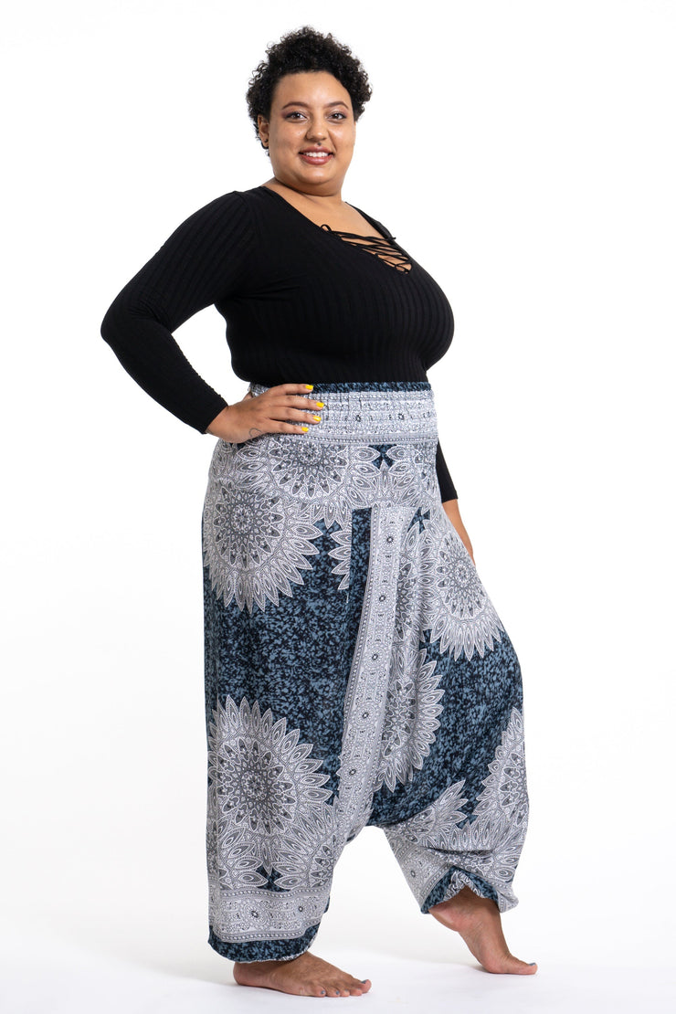 Plus Size Marble Mandalas 2-in-1 Jumpsuit Harem Pants in Indigo