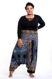 Plus Size Paisley Mandalas 2-in-1 Jumpsuit Harem Pants in Blue Gray