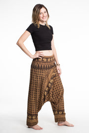 Hill Tribe Elephant Women's Elephant Pants in Brown