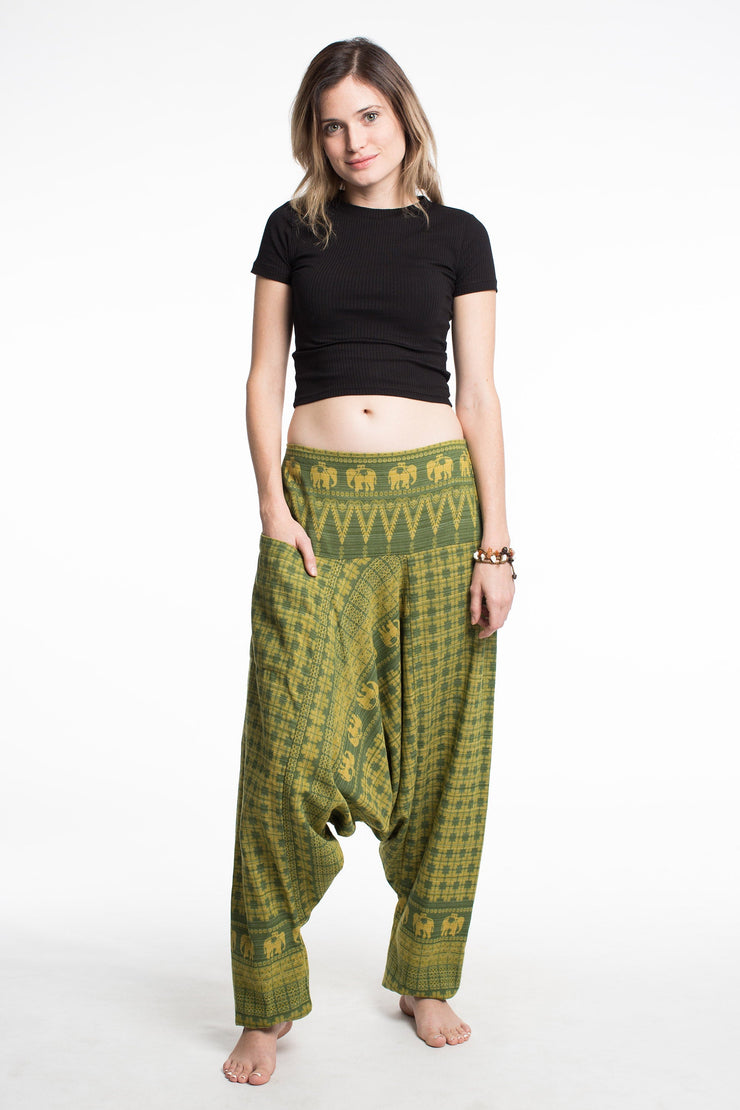 Hill Tribe Elephant Women's Elephant Pants in Green