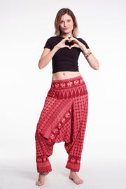 Hill Tribe Elephant Women's Elephant Pants in Red