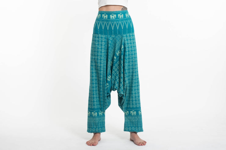 Hill Tribe Elephant Women's Elephant Pants in Turquoise