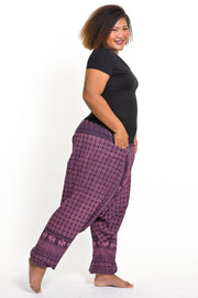 Plus Size Hill Tribe Elephant Women's Elephant Pants in Purple