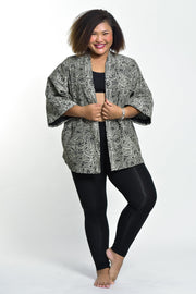 Paisley Print Cotton Kimono Cardigan in Black