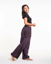 Thai Cotton Women's Pants With Hill Tribe Trim in Violet