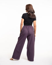 Thai Cotton Women's Pants With Hill Tribe Trim in Violet