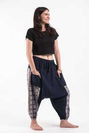 Elephant Aztec Cotton Women's Harem Pants in Navy