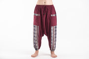 Elephant Aztec Cotton Women's Harem Pants in Red