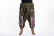 Plus Size Elephant Aztec Cotton Women's Harem Pants in Green