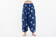 Elephant Prints Women's Low Cut Cotton Harem Pants in Indigo