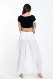 Women's Cotton Wrap Palazzo Pants in Solid White