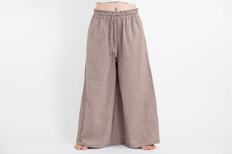 Women's Linen Cotton Blend Palazzo Pants in Brown